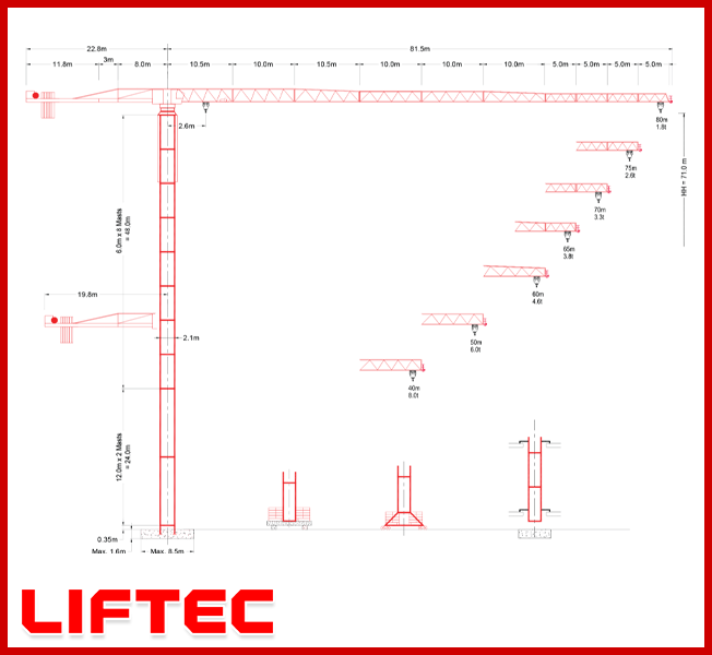 Cẩu tháp LT 8018-12 (312TL) - Cẩu Tháp Vận Thăng LIFTEC - Công Ty TNHH LIFTEC Việt Nam